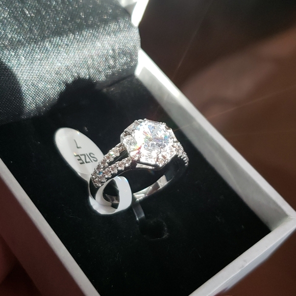 Ring 18kt white gold plated brass size 7 - Picture 5 of 14